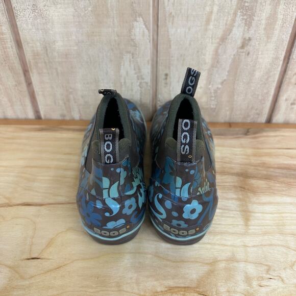 BOGS Women’s Mattie Corsage Blue Floral Waterproof Ankle Rain Boots Size 7 - Picture 3 of 5